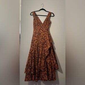 J.Crew floral plunge neck , V-nackline,  midi Dress